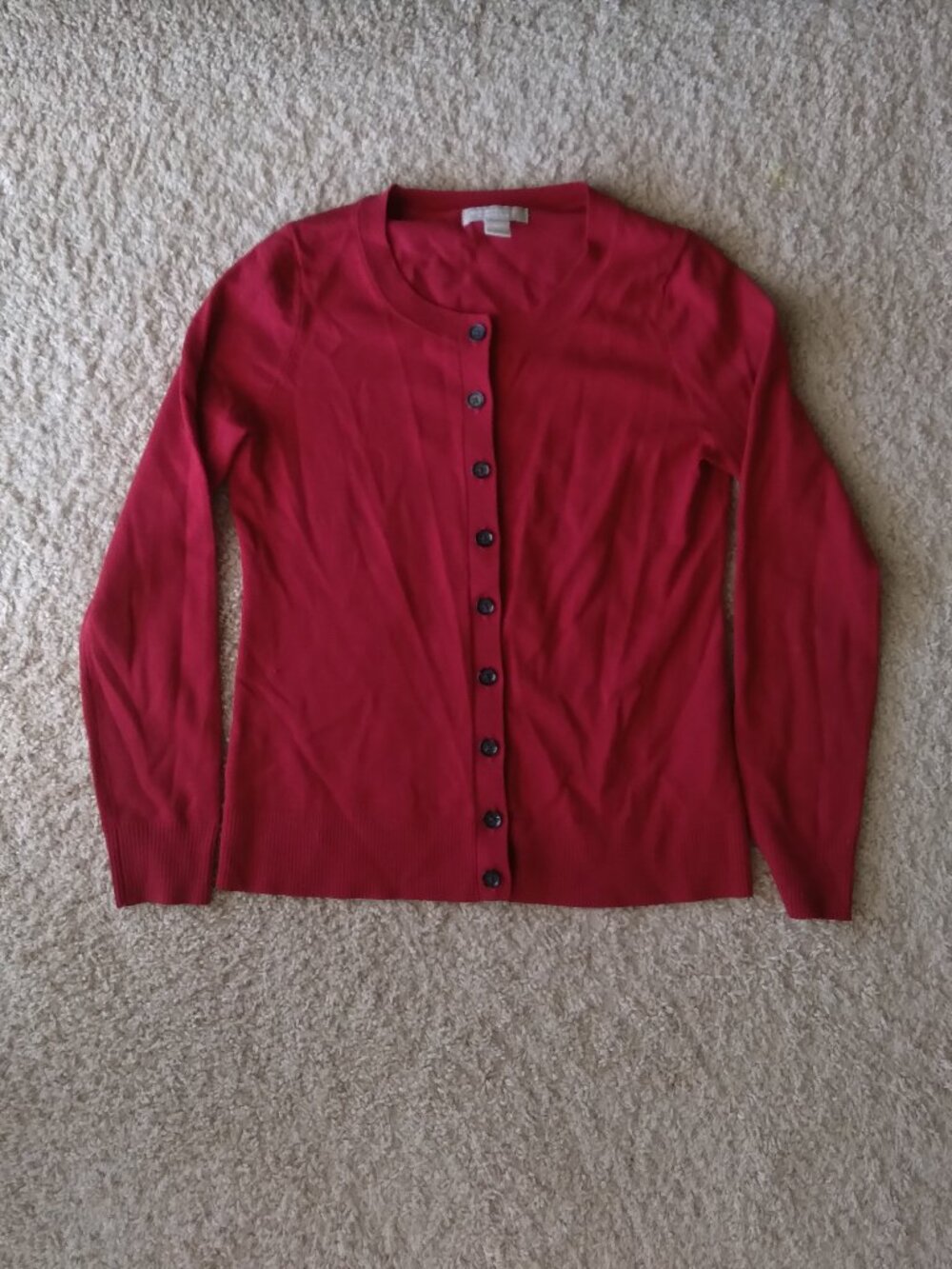 Banana Republic Red Extra Fine Merino Wool Button Front Cardigan Size Small
